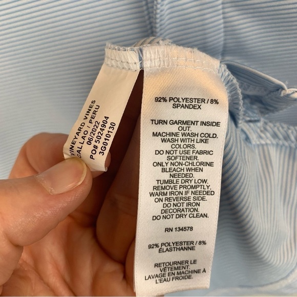 Vineyard Vines Boys’ L Blue Striped Sankaty UPF 30+ Short Sleeve Polo Shirt - Picture 8 of 8